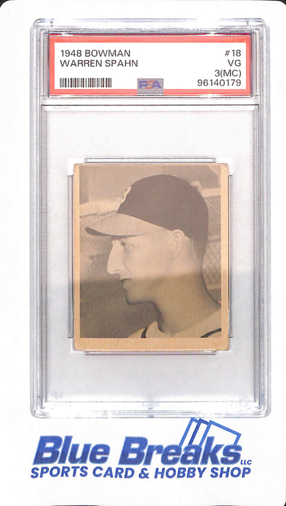 1948 Bowman - Warren Spahn - Baseball - # 18 - Boston Braves - # 18 - PSA 3 (MC)