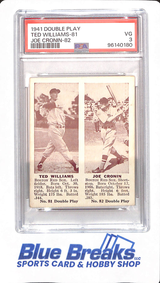 1941 Double Play - Ted Williams - Joe Cronin - # 81 & # 82 - Baseball - Boston Red Sox - PSA 3