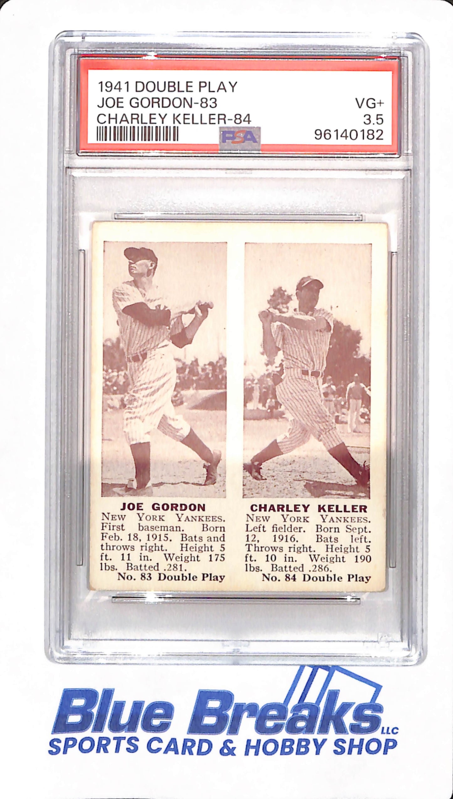 1941 Double Play - Joe Gordon - Charley Keller - New York Yankees - Baseball - # 83 & # 84 - PSA 3.5