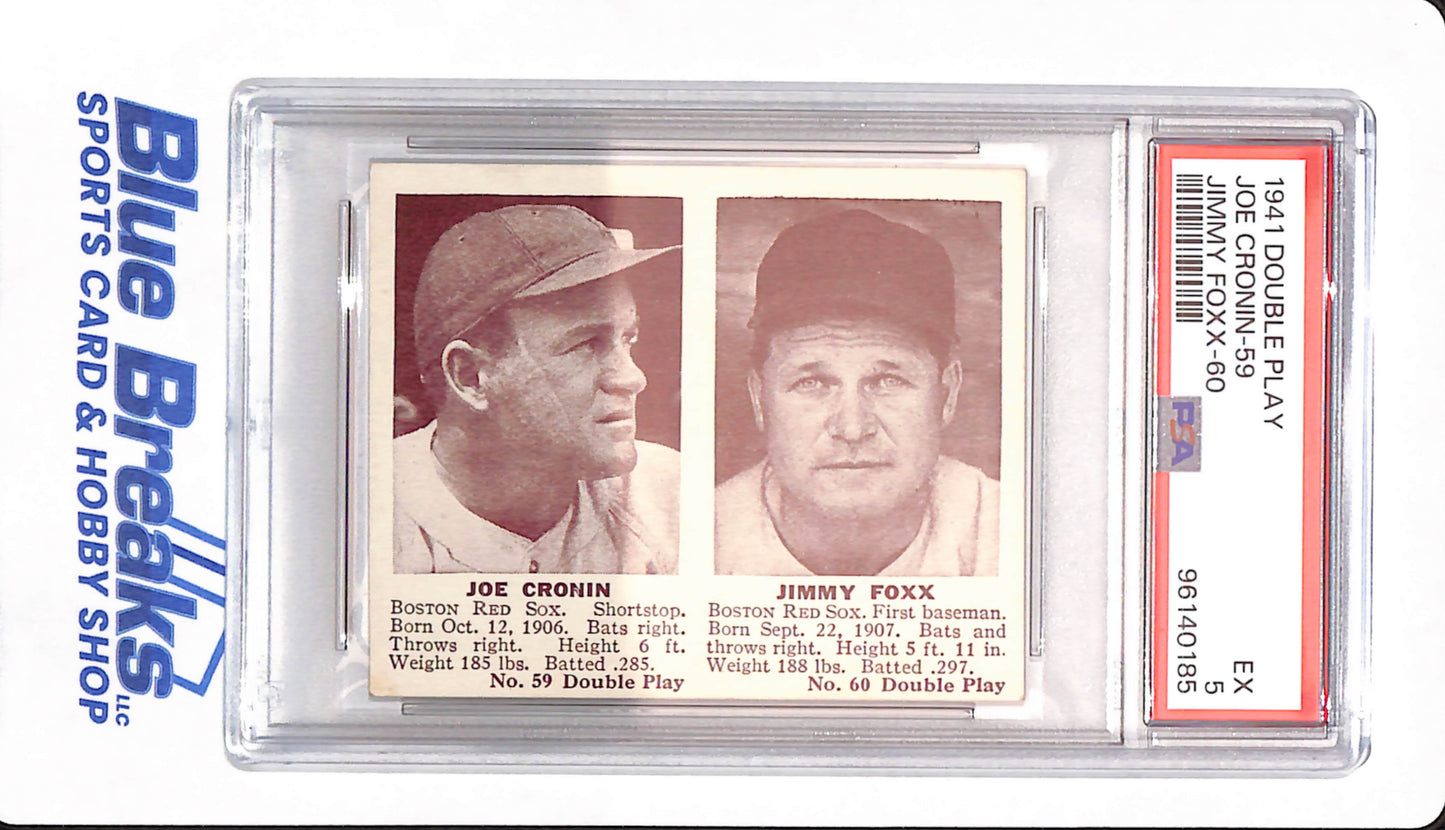 1941 Double Play - Joe Cronin - Jimmy Foxx - Baseball - # 59 & # 60 - Boston Red Sox - PSA 5