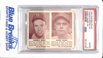 1941 Double Play - Harold Reese - Kirby Higbe - Baseball - # 23 & # 24 - Brooklyn Dodgers - PSA 2