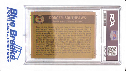 1961 Topps - Dodger Southpaws - Baseball - Sandy Koufax / Johnny Podres - # 207 - Los Angeles Dodgers - PSA 4