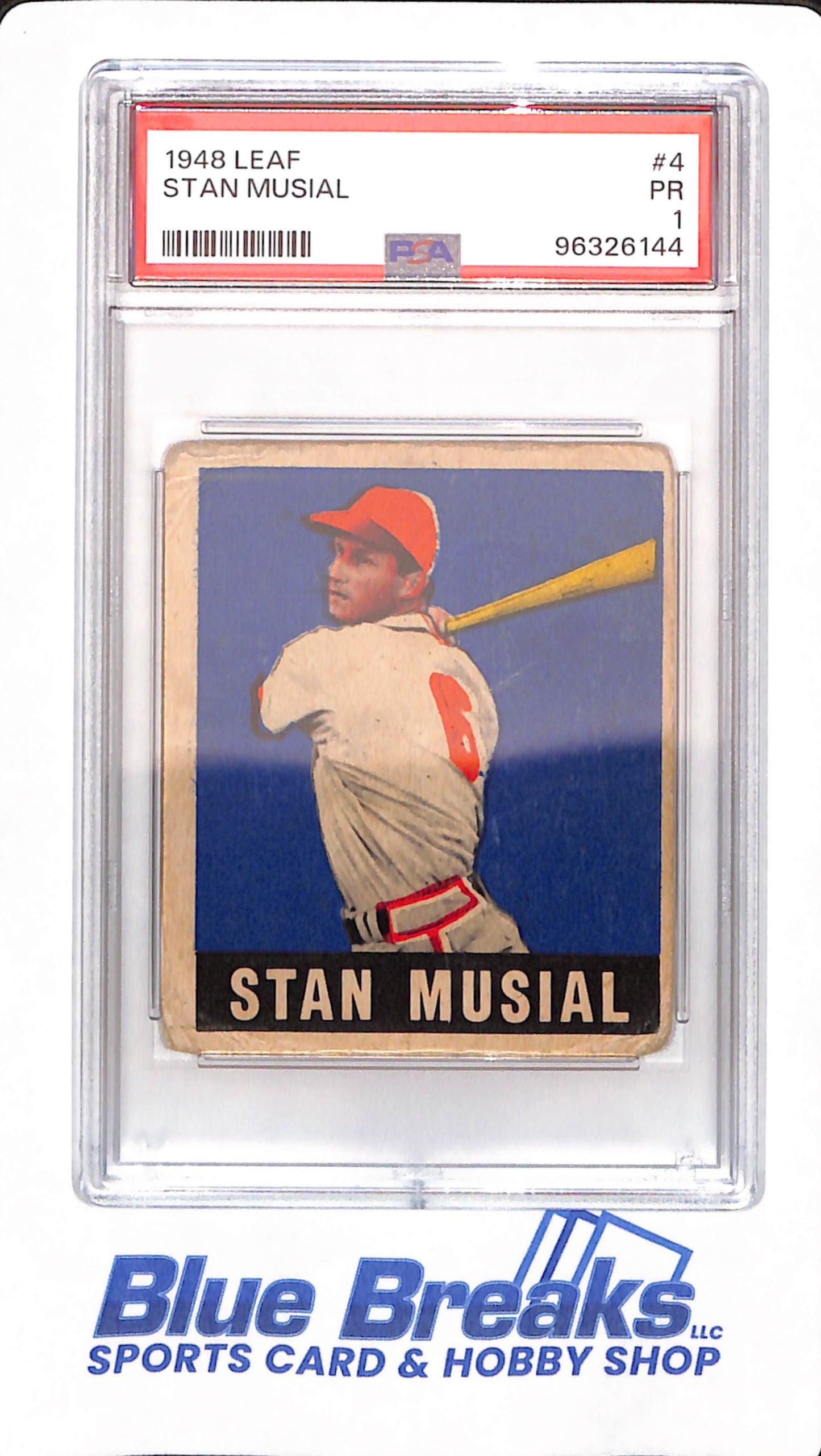 1948 Leaf - Stan Musial - # 4 - St Louis Cardinals - Baseball - PSA PR 1