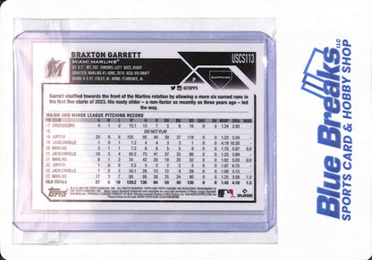 2023 Topps - Braxton Garrett - # USCS113 - Miami Marlins - Baseball - Sapphire - Orange - 18/25