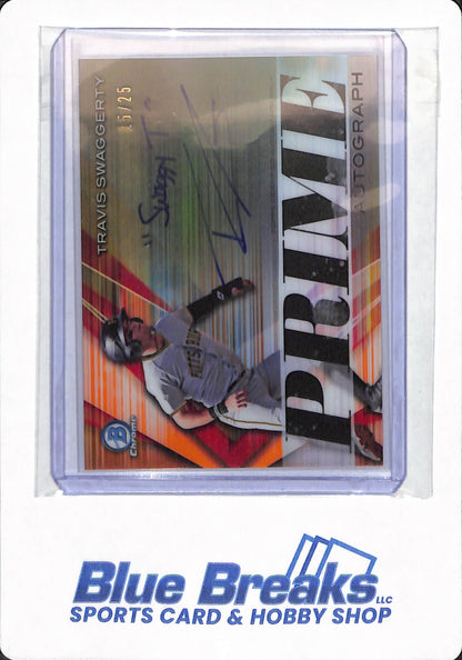 2019 Topps Bowman Chrome - Travis Swaggerty - #PCS-TW - Pittsburgh Pirates - Baseball - Prime Autograph - 15/25