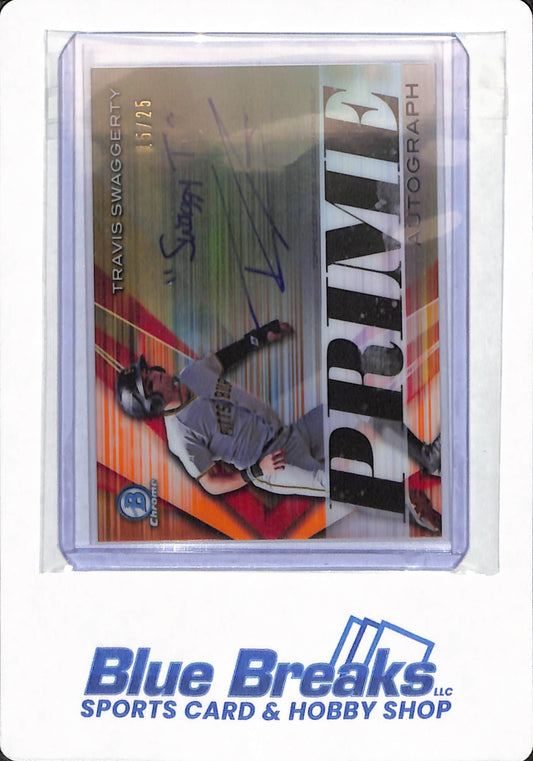 2019 Topps Bowman Chrome - Travis Swaggerty - #PCS-TW - Pittsburgh Pirates - Baseball - Prime Autograph - 15/25