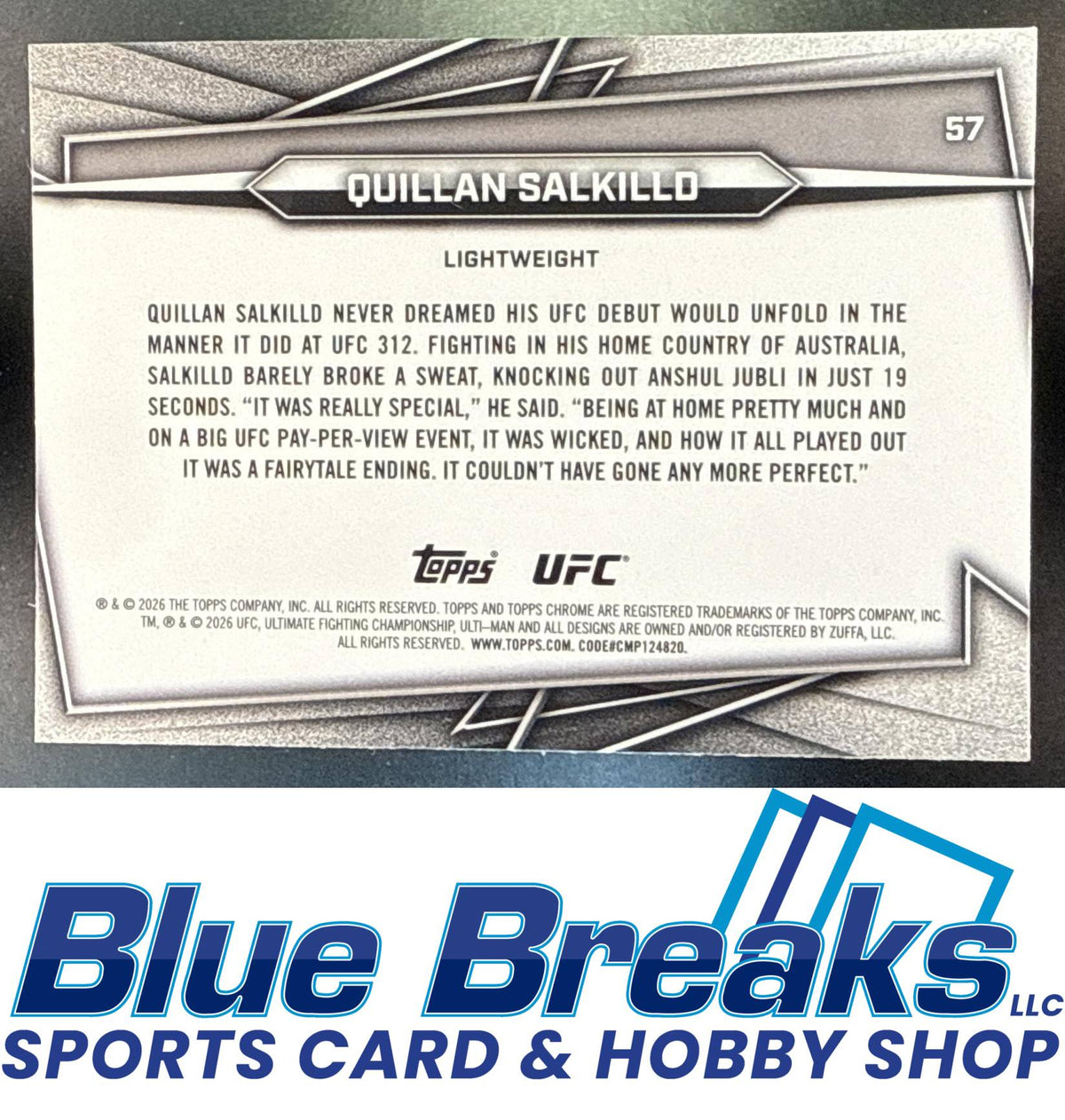 2026 Topps Chrome UFC Geometric Refractor Quillan Salkilld #57 RC