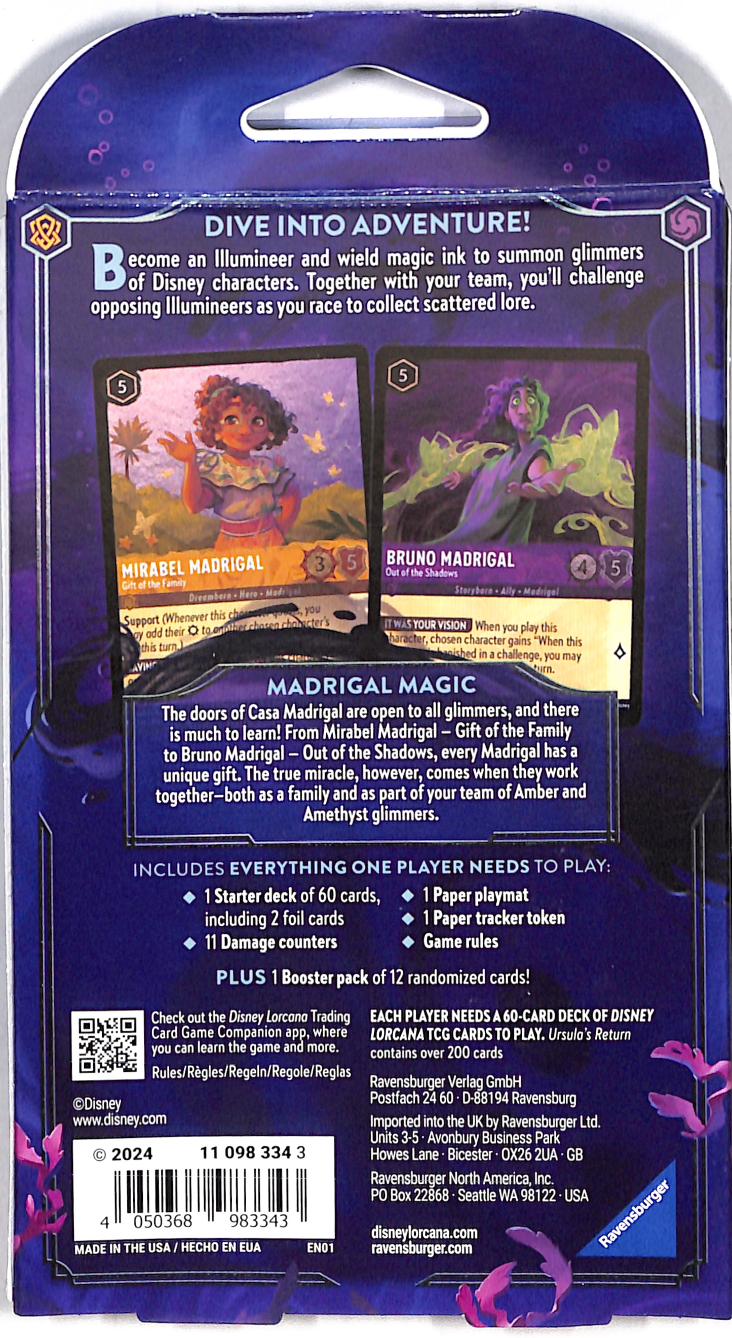 Disney Lorcana : Ursula's Return Starter Deck (Amber & Amethyst) - Sealed Wax