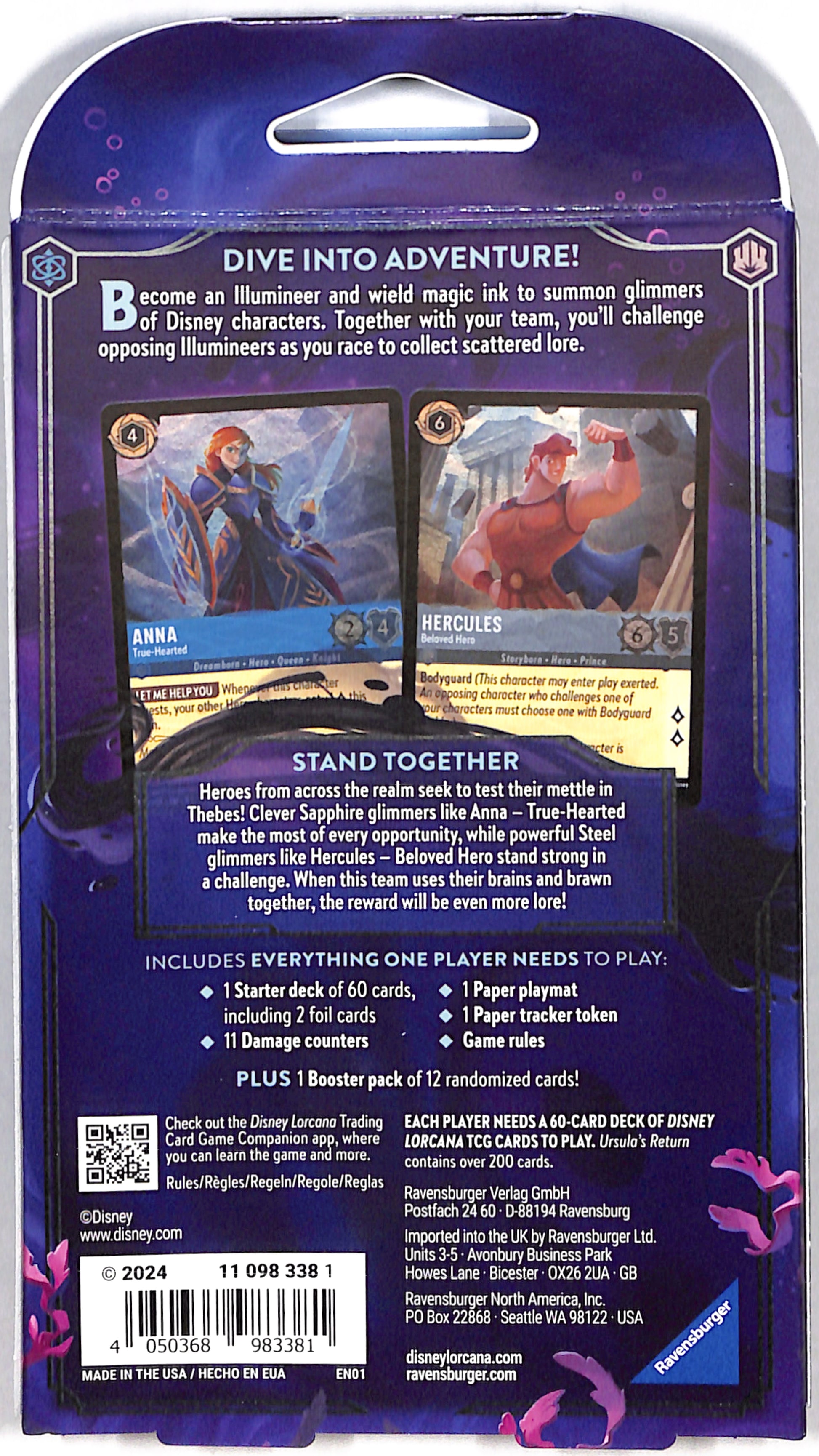 Disney Lorcana : Ursula's Return Starter Deck (Sapphire & Steel) - Sea Blue Breaks Sarasota LLC Disney Lorcana : Ursula's Return Starter Deck (Sapphire & Steel) - Sea Blue Breaks Sarasota LLC
