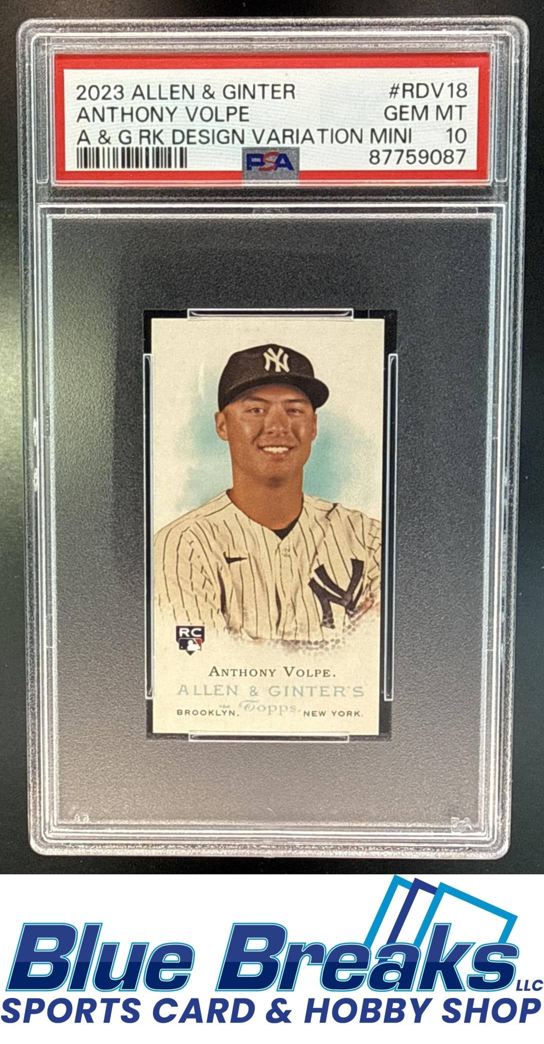 2023 Topps Allen & Ginter Anthony Volpe #RDV-18b A&G Rookie Design Variation Mini RC PSA 10 New York Yankees