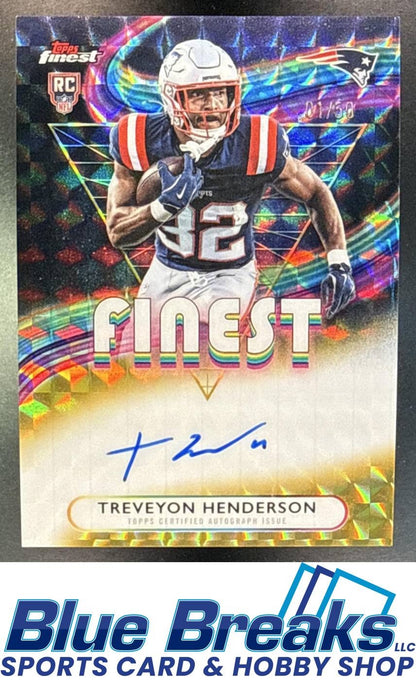 2025 Topps Finest TreVeyon Henderson #RFA-TVH Rookie Auto Gold Geometric Refractor 01/50 RC New England Patriots
