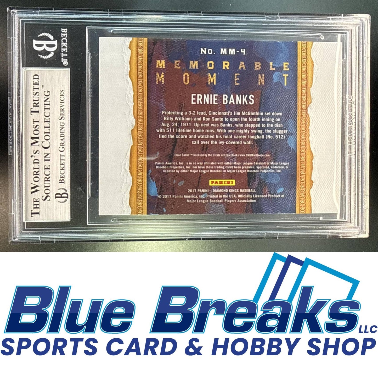 2017 Panini Diamond Kings Ernie Banks #MM-4 Memorable Moment Holo Blue 23/25 BGS 9 Chicago Cubs
