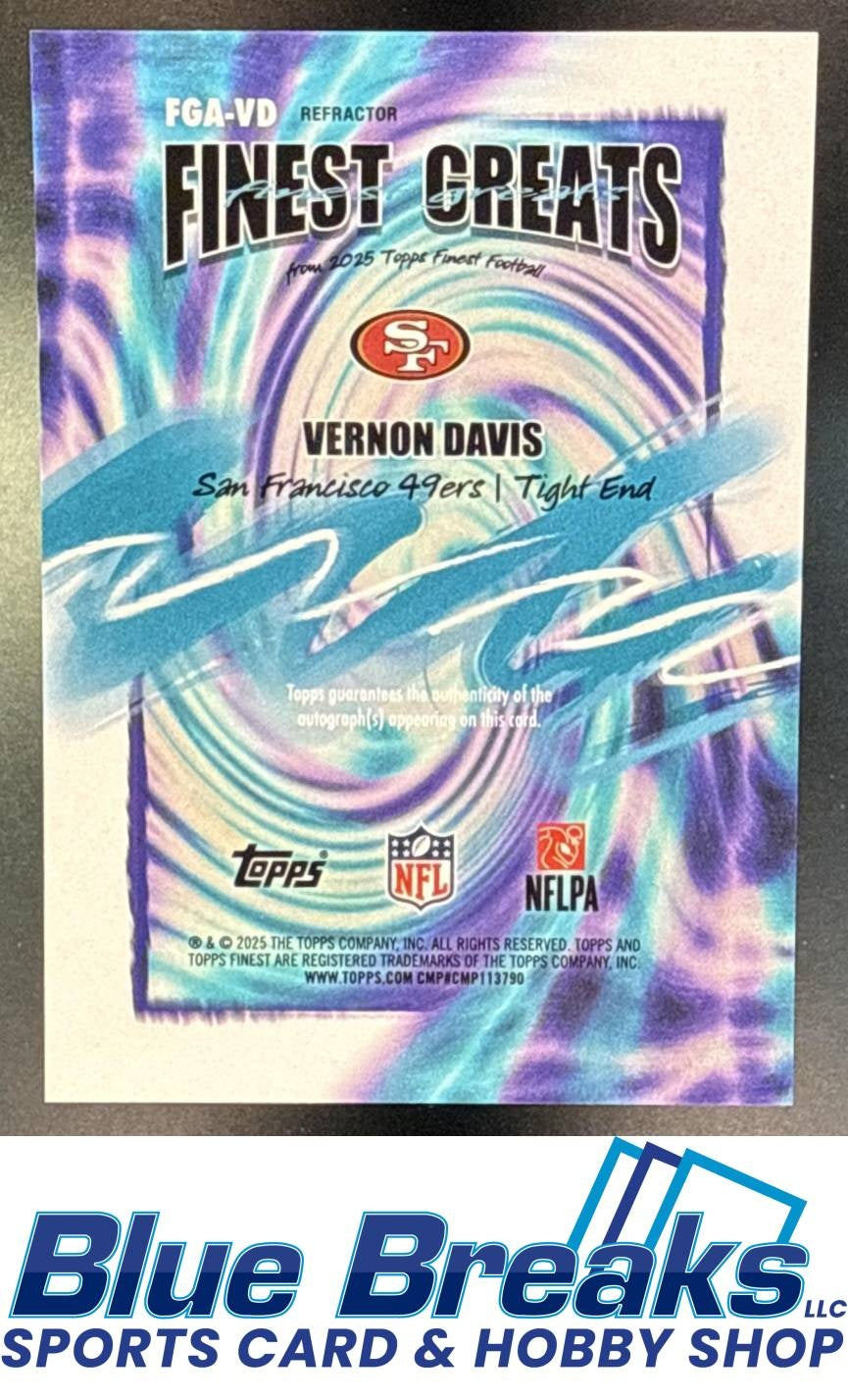 2025 Topps Finest Vernon Davis #FGA-VD Greats Auto Refractor San Francisco 49ers
