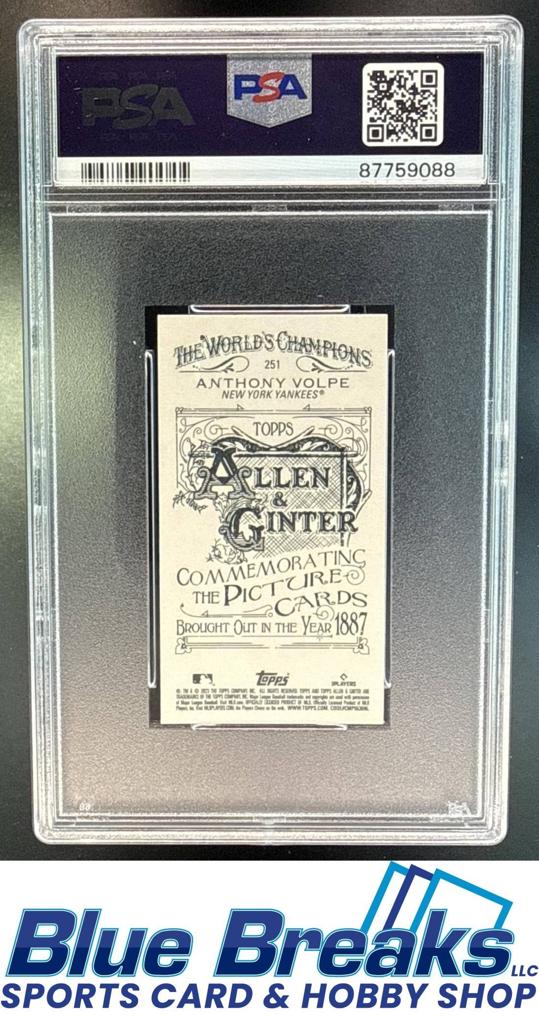 2023 Topps Allen & Ginter Anthony Volpe #251 Mini A G Back RC PSA 10 New York Yankees