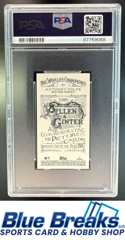 2023 Topps Allen & Ginter Anthony Volpe #251 Mini A G Back RC PSA 10 New York Yankees