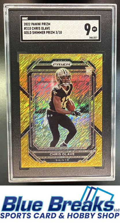2022 Panini Prizm Chris Olave #310 Gold Shimmer 03/10 RC SGC 9 New Orleans Saints