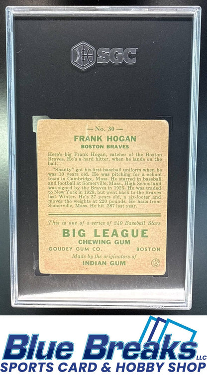 1933 Goudey R319 Frank Shanty Hogan Rookie #30 RC SGC 1.5 Boston Braves / Atlanta Braves