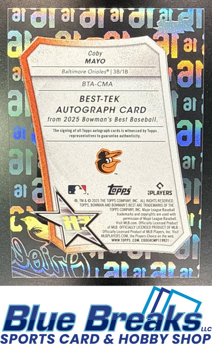 2025 Bowman's Best TEK Auto Coby Mayo 95/99 #BTA-CMA Baltimore Orioles
