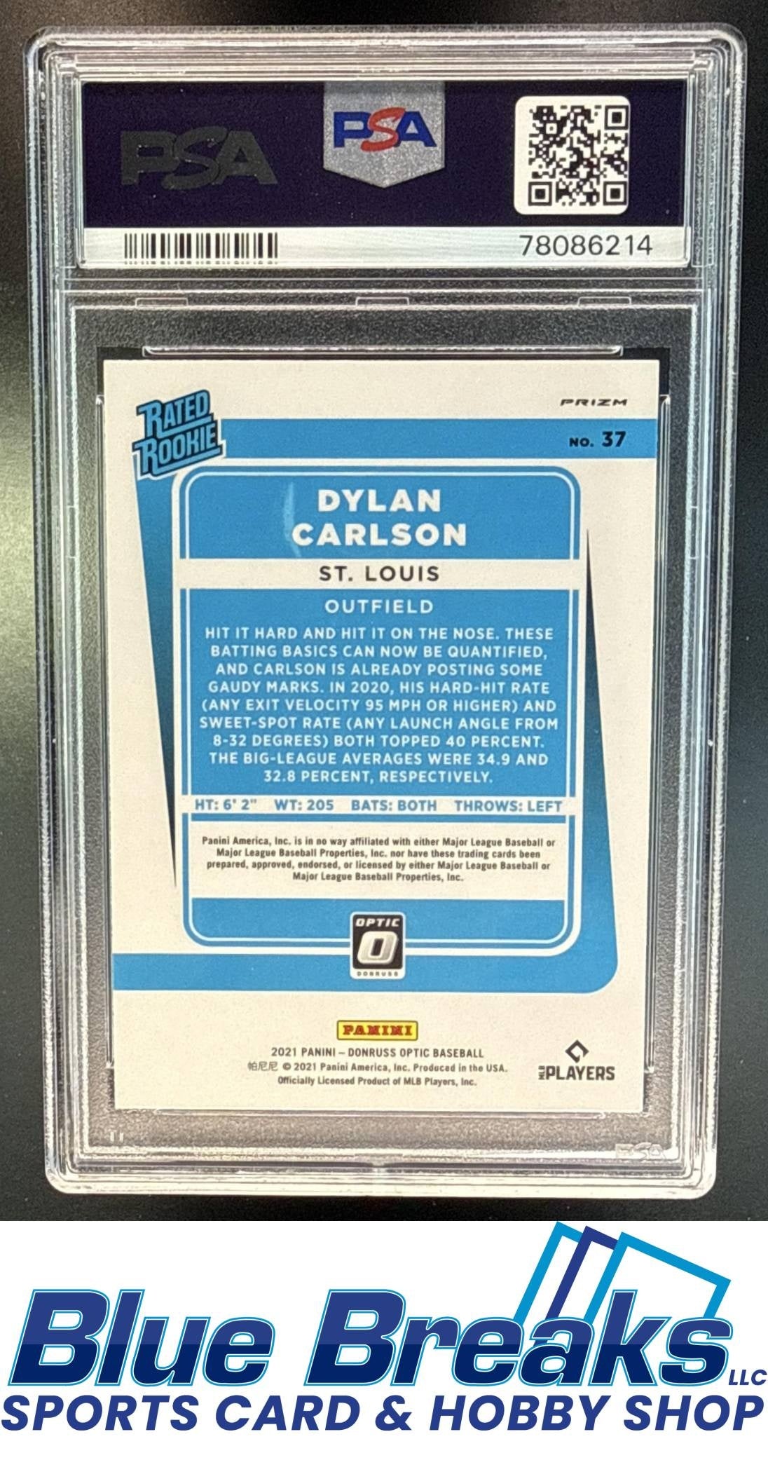 2021 Panini Donruss Optic Dylan Carlson #37 Pink RC Rated Rookie PSA 10 St. Louis Cardinals