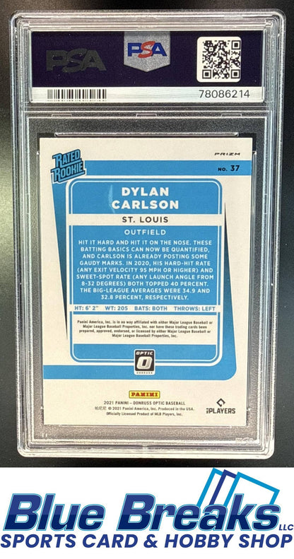 2021 Panini Donruss Optic Dylan Carlson #37 Pink RC Rated Rookie PSA 10 St. Louis Cardinals