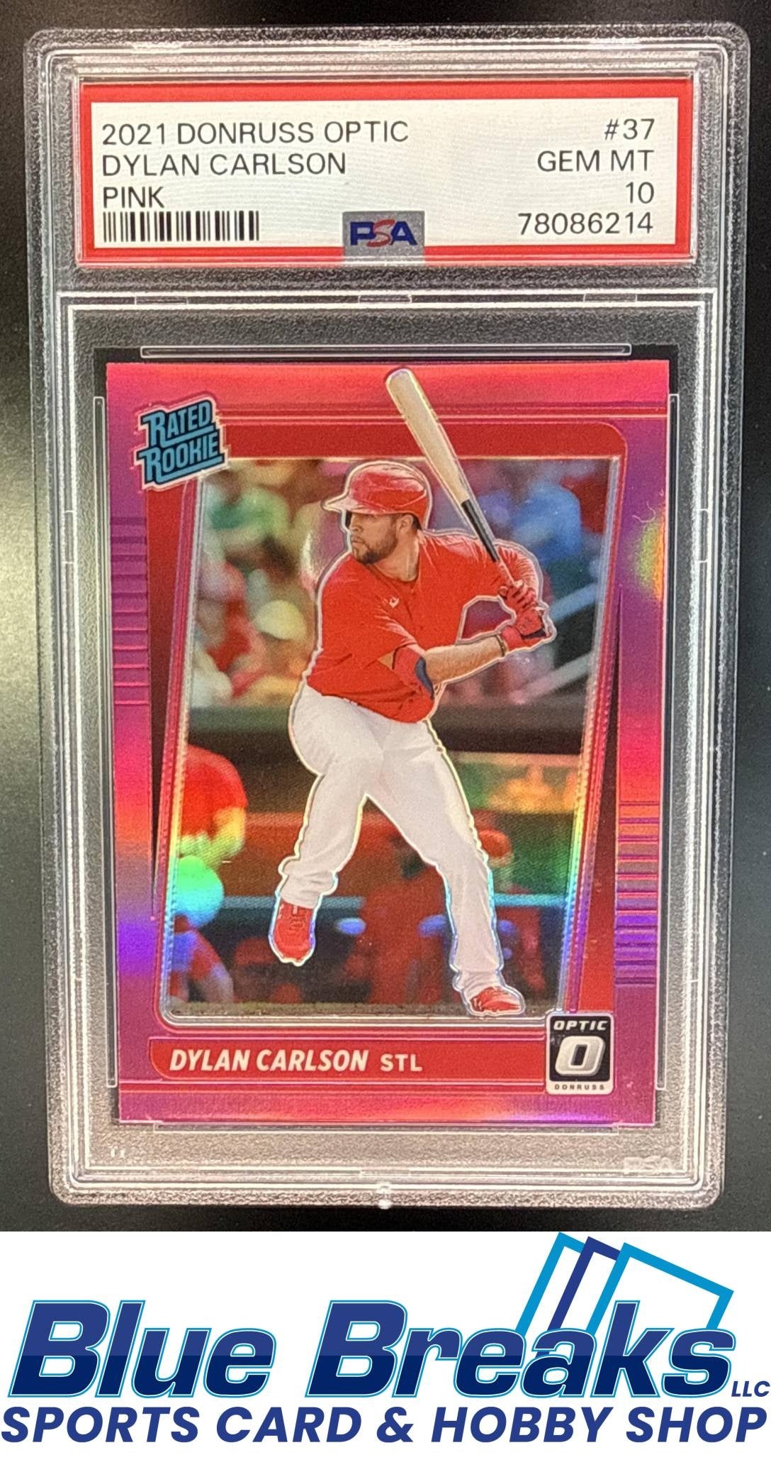 2021 Panini Donruss Optic Dylan Carlson #37 Pink RC Rated Rookie PSA 10 St. Louis Cardinals