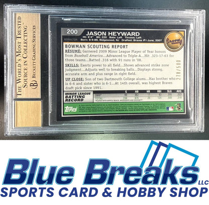 2010 Bowman Chrome Jason Heyward #200 Refractor 278/500 Auto RC BGS 9.5 10 Atlanta Braves