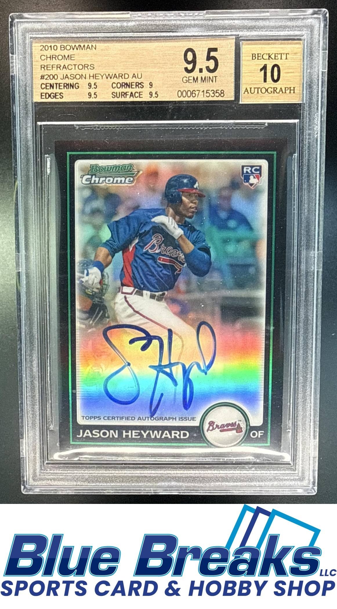 2010 Bowman Chrome Jason Heyward #200 Refractor 278/500 Auto RC BGS 9.5 10 Atlanta Braves