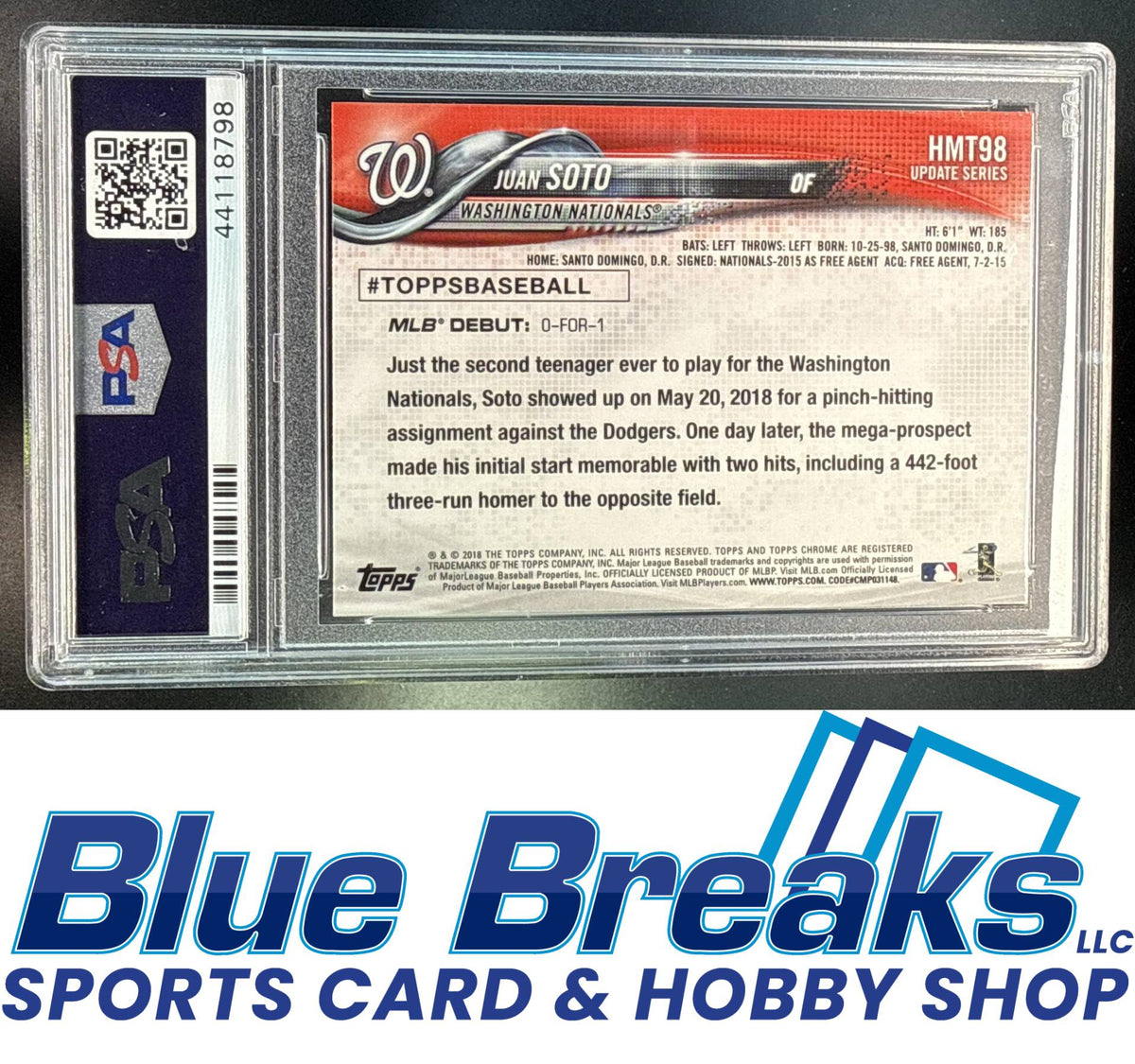 2018 Topps Chrome Update Juan Soto [RC] #HMT98 RC PSA 10 Washington Nationals