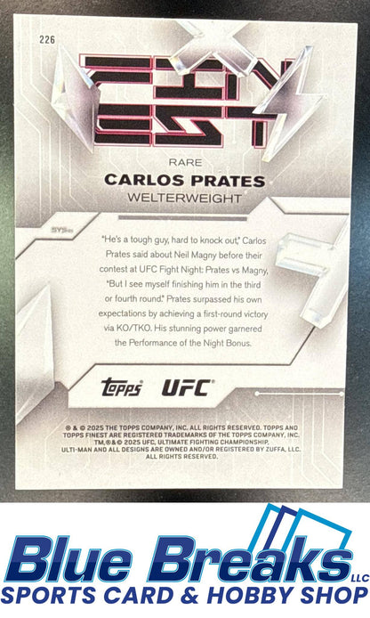 2025 Topps UFC Finest Carlos Prates #226 Purple Checkerboard Refractor 53/75 Rare RC