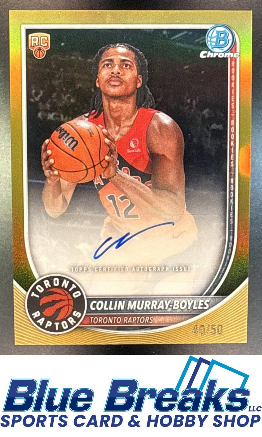 2025 Bowman Collin Murray-Boyles #BCA-CMB Chrome Auto Gold Refractor 40/50 RC Toronto Raptors