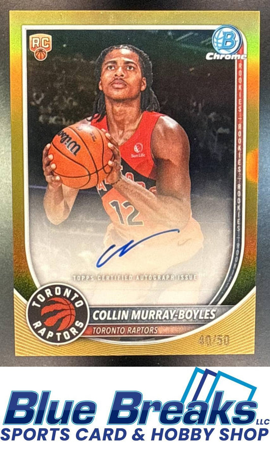 2025 Bowman Collin Murray-Boyles #BCA-CMB Chrome Auto Gold Refractor 40/50 RC Toronto Raptors