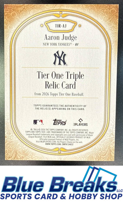 2026 Topps Tier One Aaron Judge #T1R-AJ Relic Triple 33/49 New York Yankees