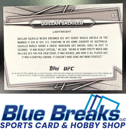 2026 Topps Chrome Sapphire UFC Quillan Salkilld #57e RC