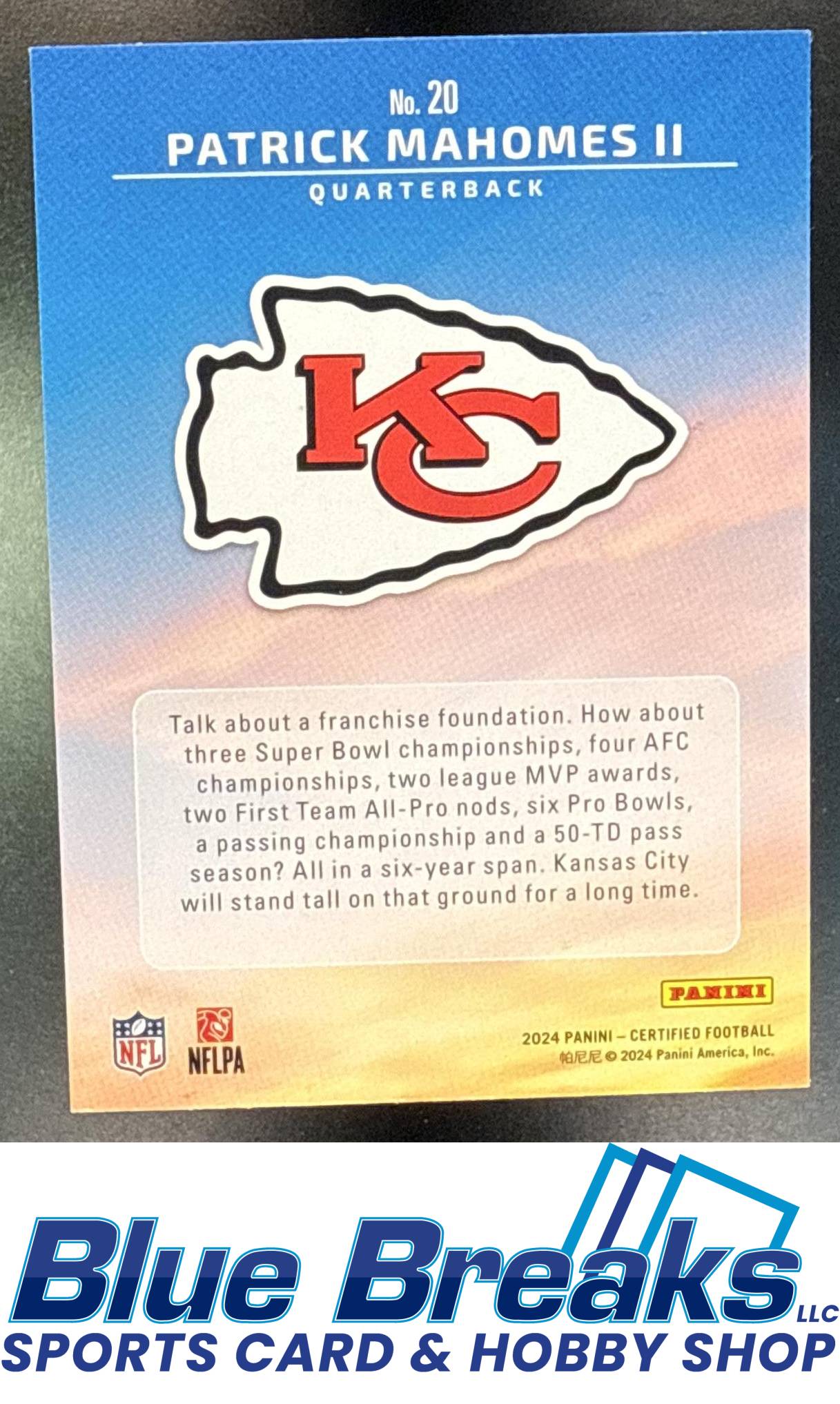 2024 Panini Certified Patrick Mahomes II #20 Franchise Foundations Kansas City Chiefs