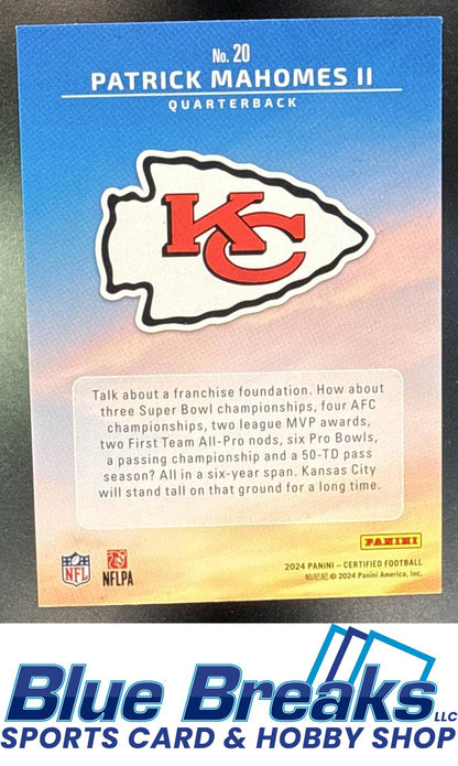 2024 Panini Certified Patrick Mahomes II #20 Franchise Foundations Kansas City Chiefs