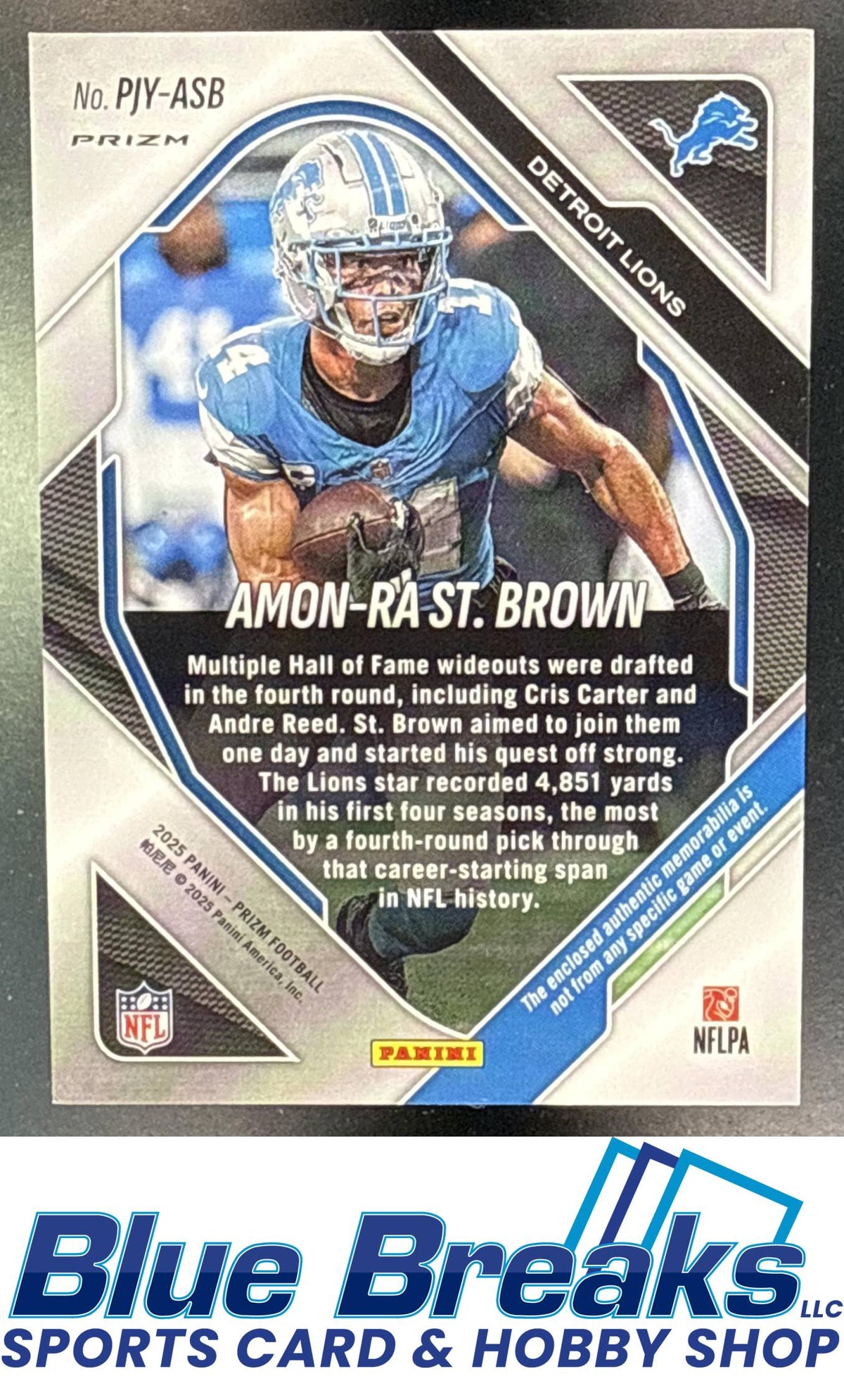 2025 Panini Prizm Amon-Ra St. Brown #PJY-ASB Premier Jerseys Neon Green Pulsar Detroit Lions