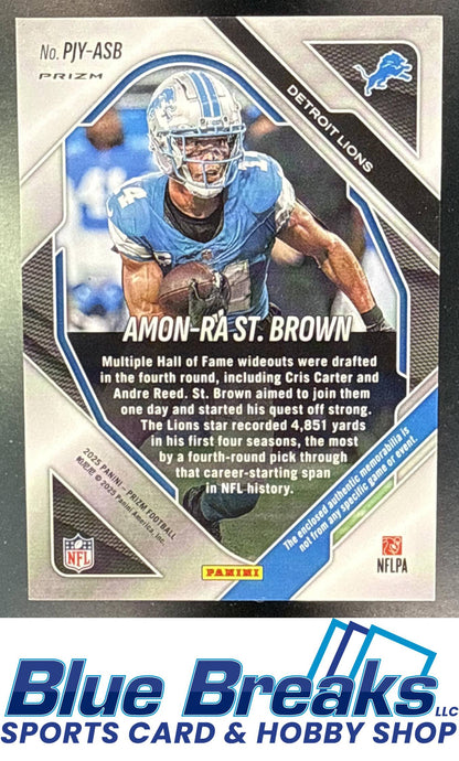 2025 Panini Prizm Amon-Ra St. Brown #PJY-ASB Premier Jerseys Neon Green Pulsar Detroit Lions
