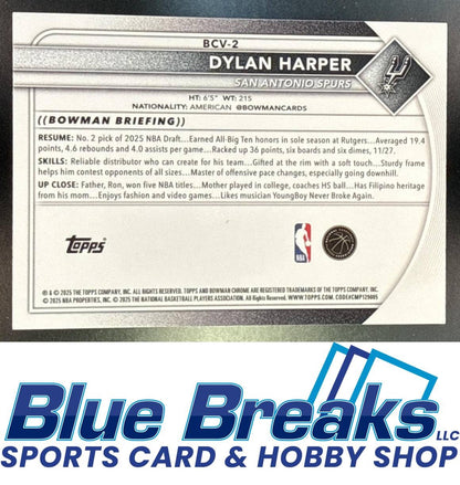 2025 Bowman Dylan Harper #BCV-2 Chrome Green Geometric Refractor 97/99 RC San Antonio Spurs
