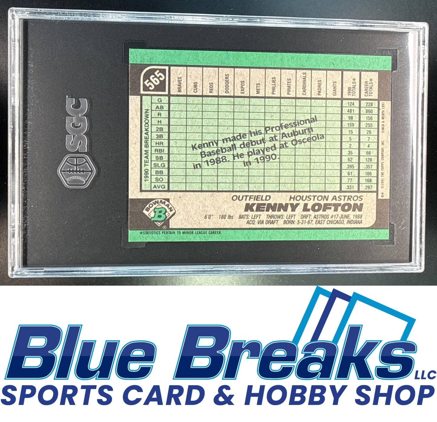 1991 Bowman Kenny Lofton [RC] #565 RC SGC 9.5 Houston Astros