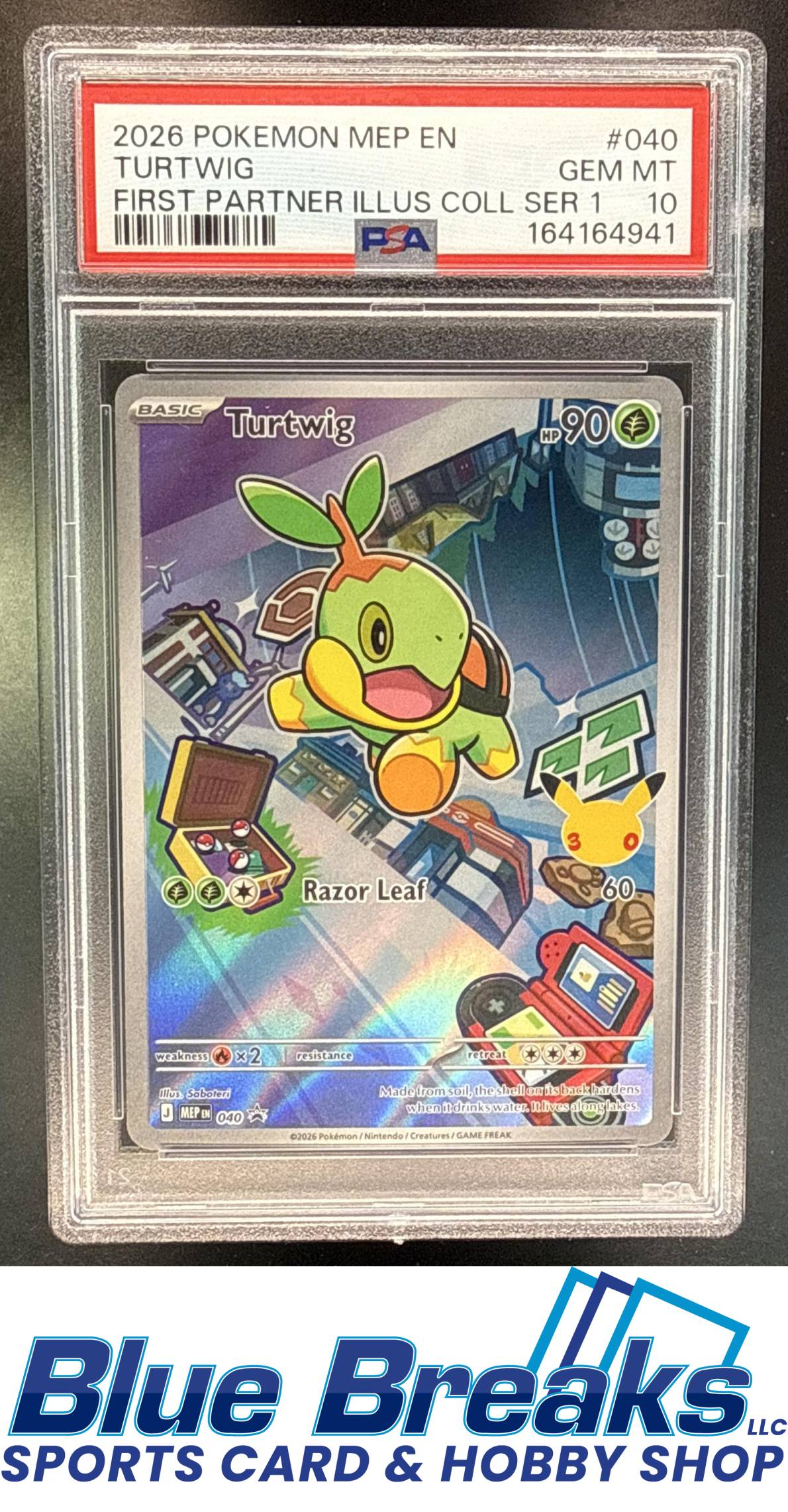2026 Pokemon MEP Black Star Promos Turtwig #040b First Partner Illustration Collection Series 1 PSA 10