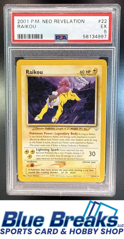 2001 Pokemon Neo Revelation Raikou #22/64 PSA 5
