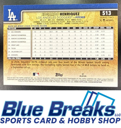 2025 Topps Edgardo Henriquez #513 Golden Mirror Variation SSP RC Los Angeles Dodgers