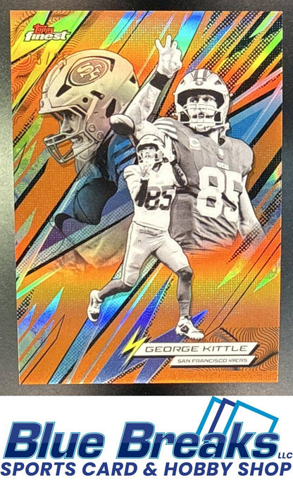 2025 Topps Finest George Kittle #PK-10 Power Kings Orange Refractor 15/25 San Francisco 49ers