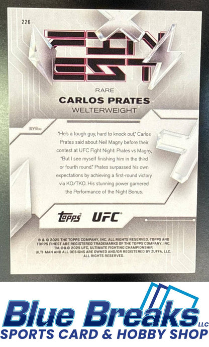 2025 Topps UFC Finest Carlos Prates #226 Purple Checkerboard Refractor 13/75 Rare RC