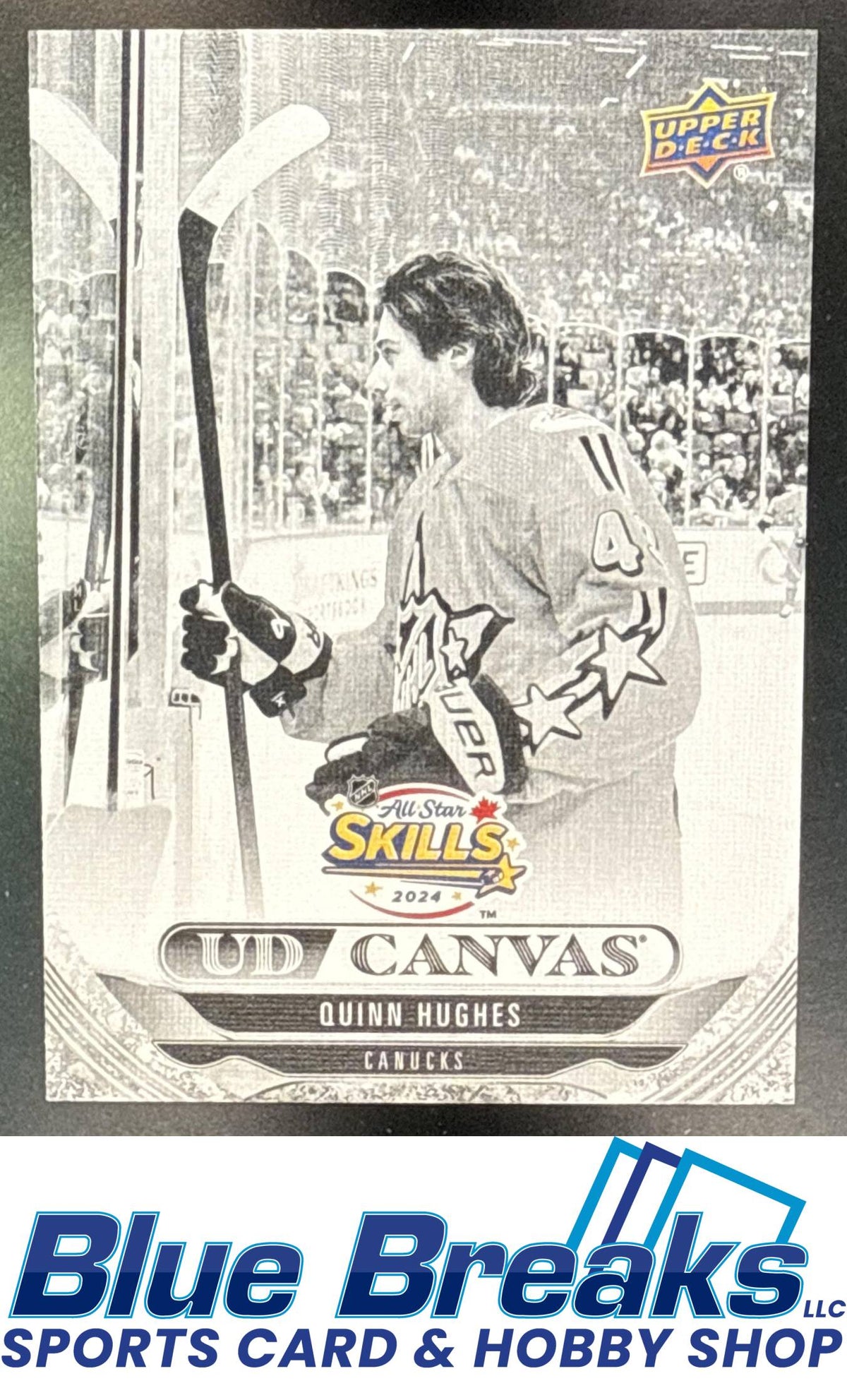 2024 Upper Deck Extended Series Quinn Hughes #C395 UD Canvas Black & White All-Star Vancouver Canucks