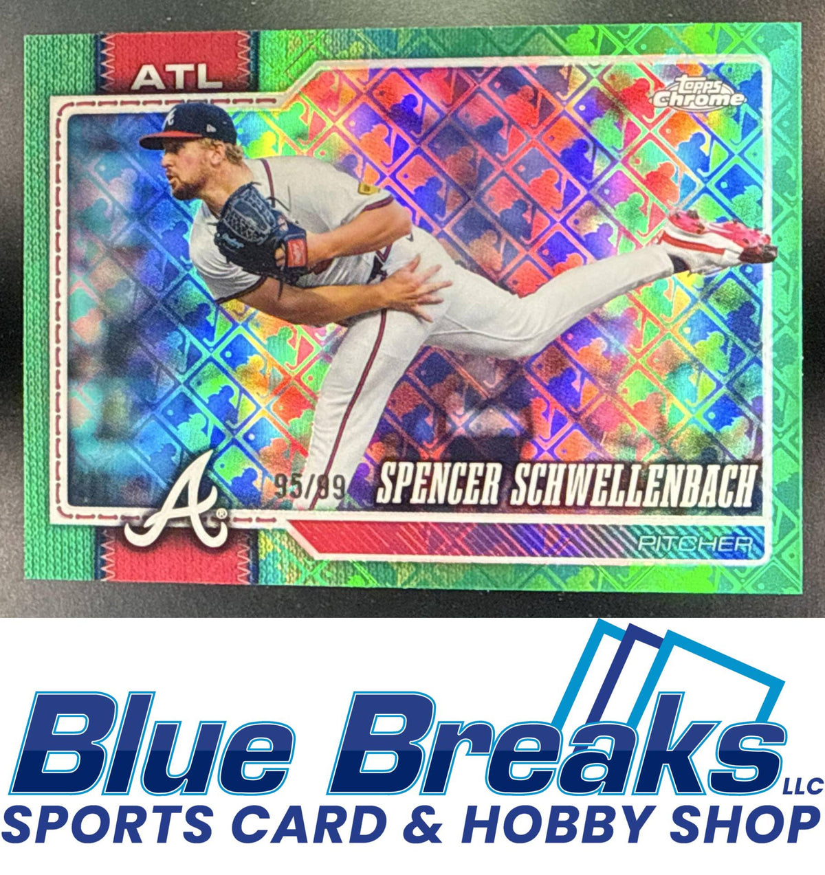 2026 Topps Chrome LogoFractor Spencer Schwellenbach #80 Green Refractor 95/99 Atlanta Braves