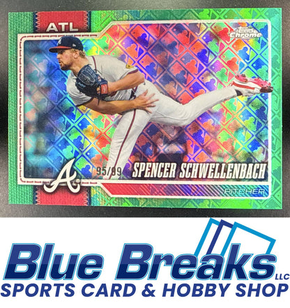 2026 Topps Chrome LogoFractor Spencer Schwellenbach #80 Green Refractor 95/99 Atlanta Braves