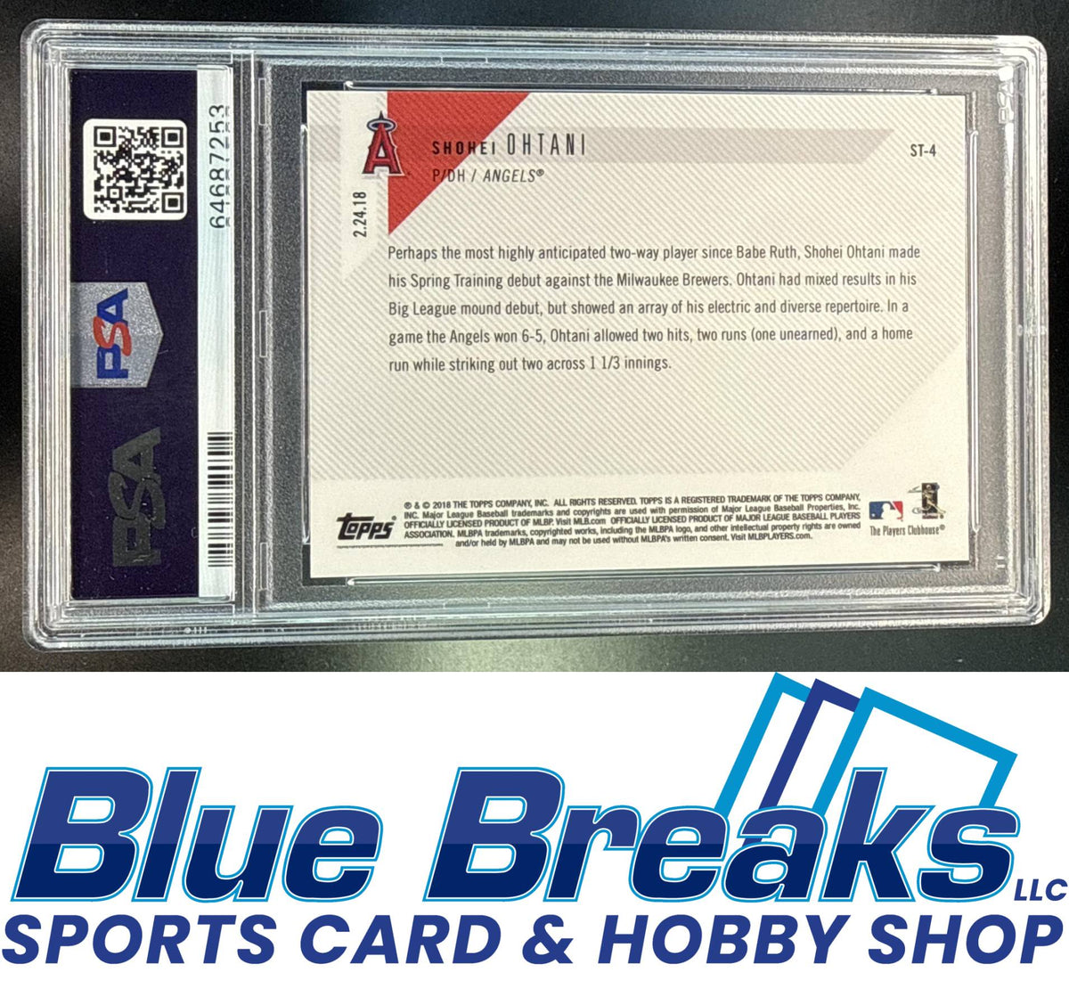 2018 Topps Now Shohei Ohtani #ST-4 Spring Training RC PSA 9 Los Angeles Angels