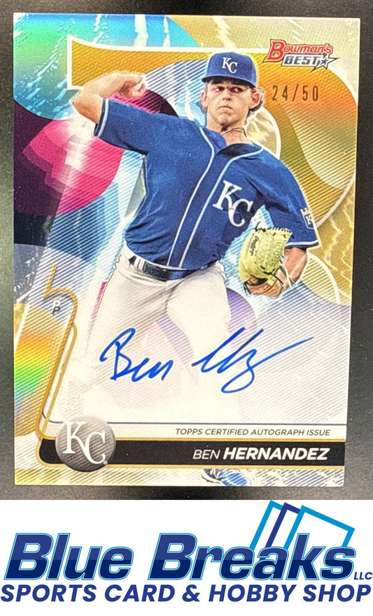 2020 Bowman's Best Ben Hernandez #B20-BHE Best of 2020 Auto Gold Refractor 24/50 Kansas City Royals