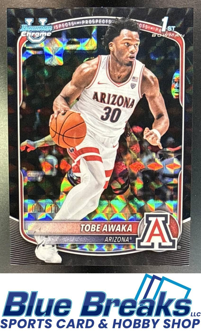 2025 Bowman Tobe Awaka #BCP-79 Chrome Black Geometric Refractor 03/10 1st Prospect Arizona Wildcats